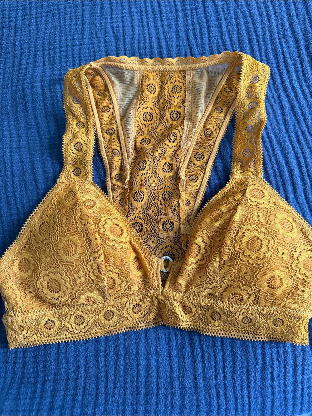 aerie Floral Lace Racerback Bralette - Gold